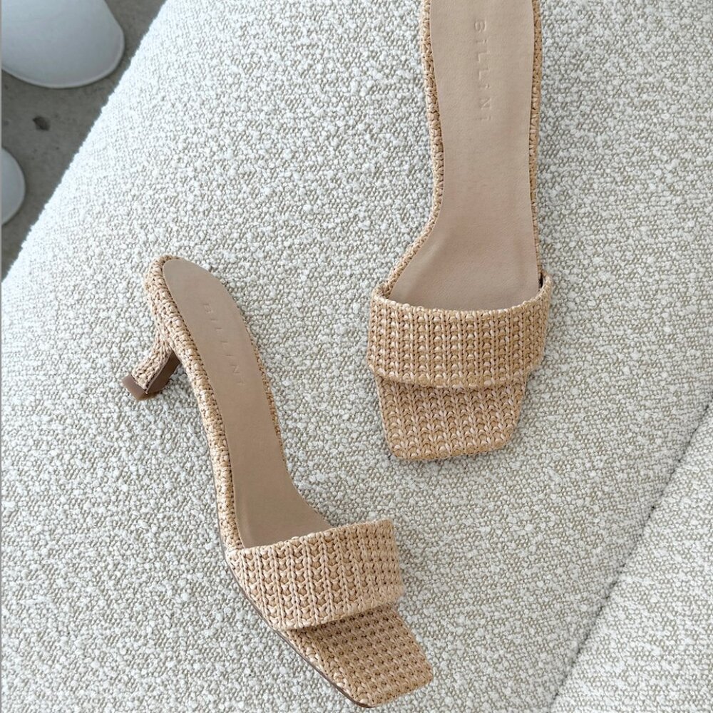 Billini Natural Raffia Heeled Sandals